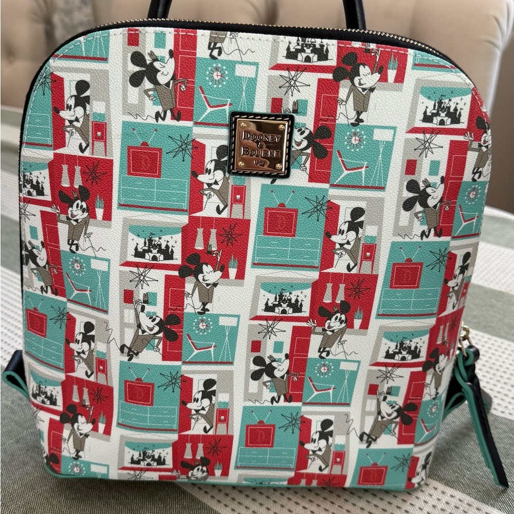 Dooney & Bourke Mid Century Mickey Mouse Backpack - Red and Teal